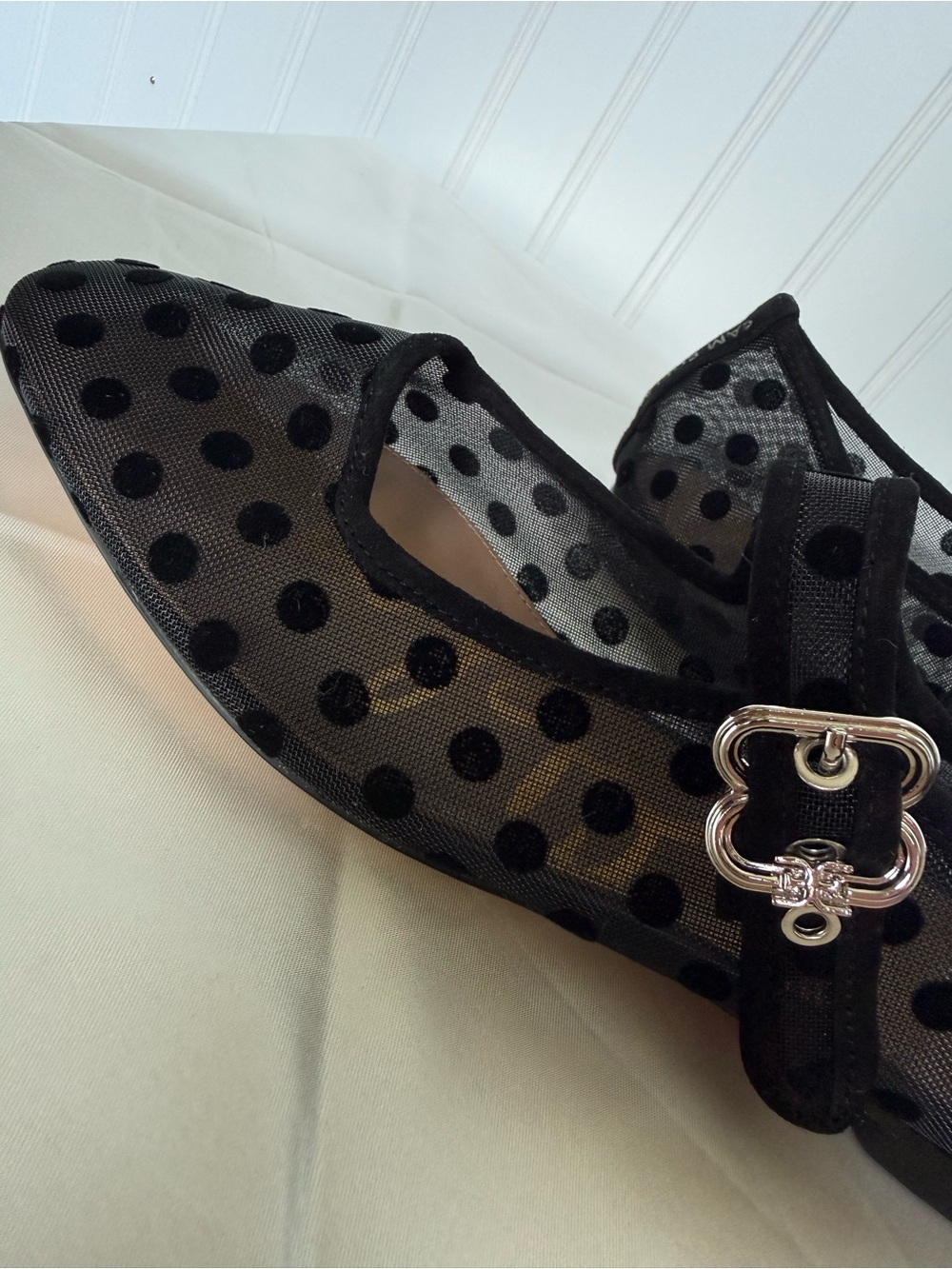 Sam Edelman Michaela Mesh Polka Dot Mary Jane Flats Black US 8.5 - Picture 7 of 11